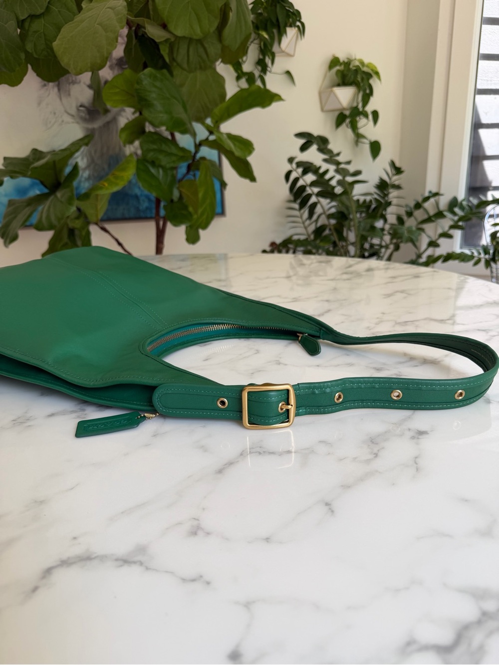 COACH Originals Large Ergo Shoulder Bag 33 Green Glovetanned Leather Brass C2264 - Picture 11 of 16